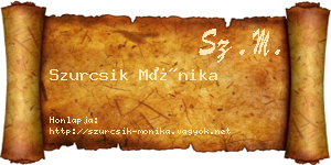 Szurcsik Mónika névjegykártya